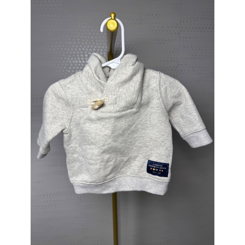 Janie and Jack Baby Gray Shawl Collar Pullover Sweatshirt 3-6 Months Nautical